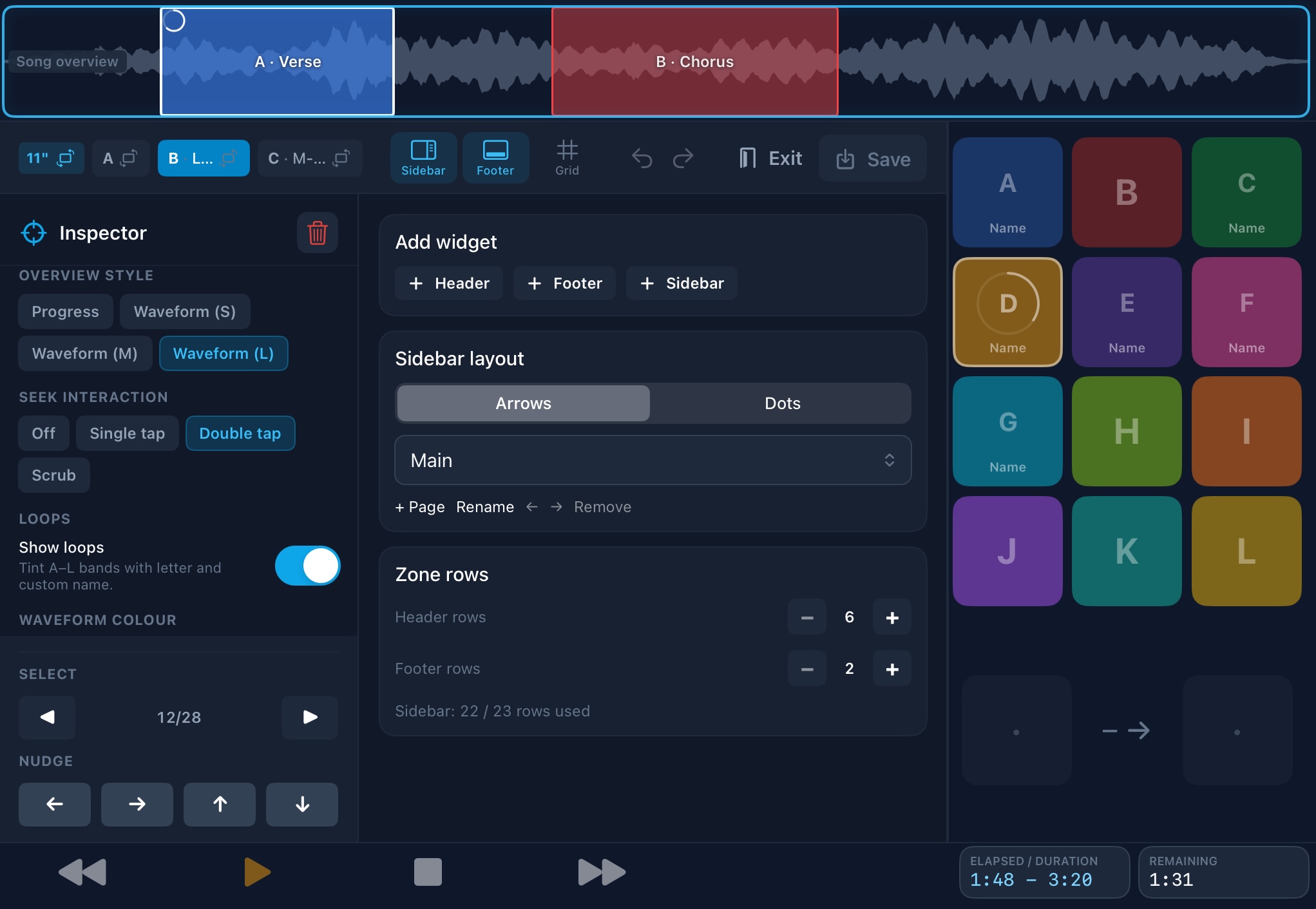 Layout editor in BackTrackR
